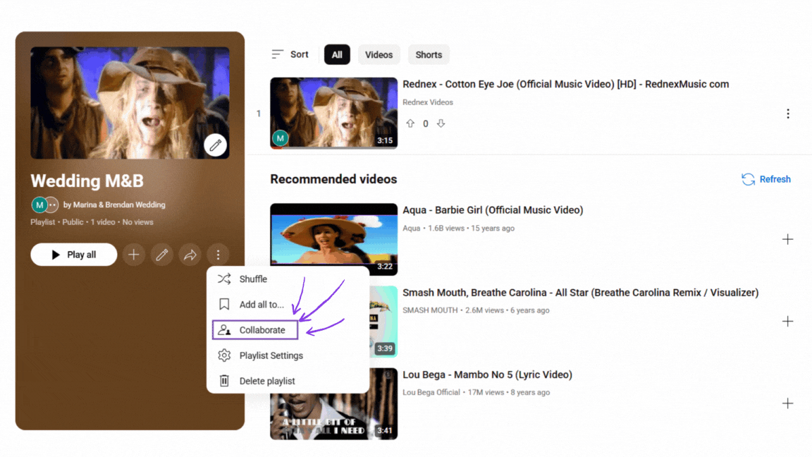 How to collaborate with YouTube Playlist